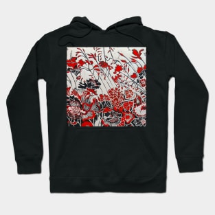 Red Geranium Woodcut Hoodie